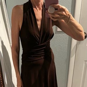 Dark chocolate casual dress. Size SMALL  Racer back, slimming waist,